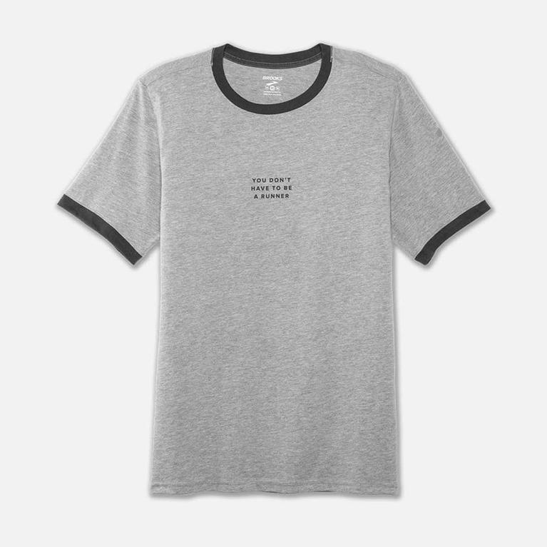 Brooks Run Happy Graphic - Mens Short Sleeve Running Shirt - Grey (20746CHMZ)